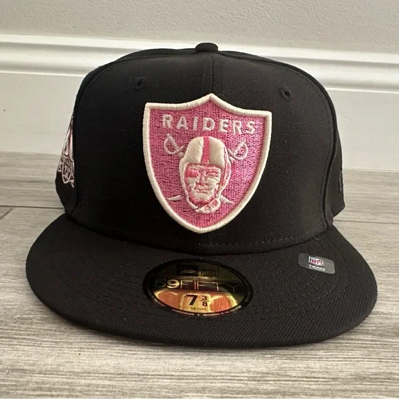 Las Vegas Raiders Hat Club New Era Cookies Cream Black Pink Fitted Sz  3/8